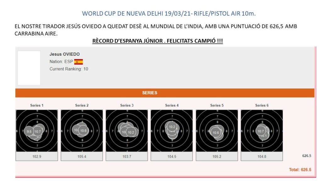 WORLD CUP NUEVA DELHI. RIFLE/PISTOL AIR 10m.